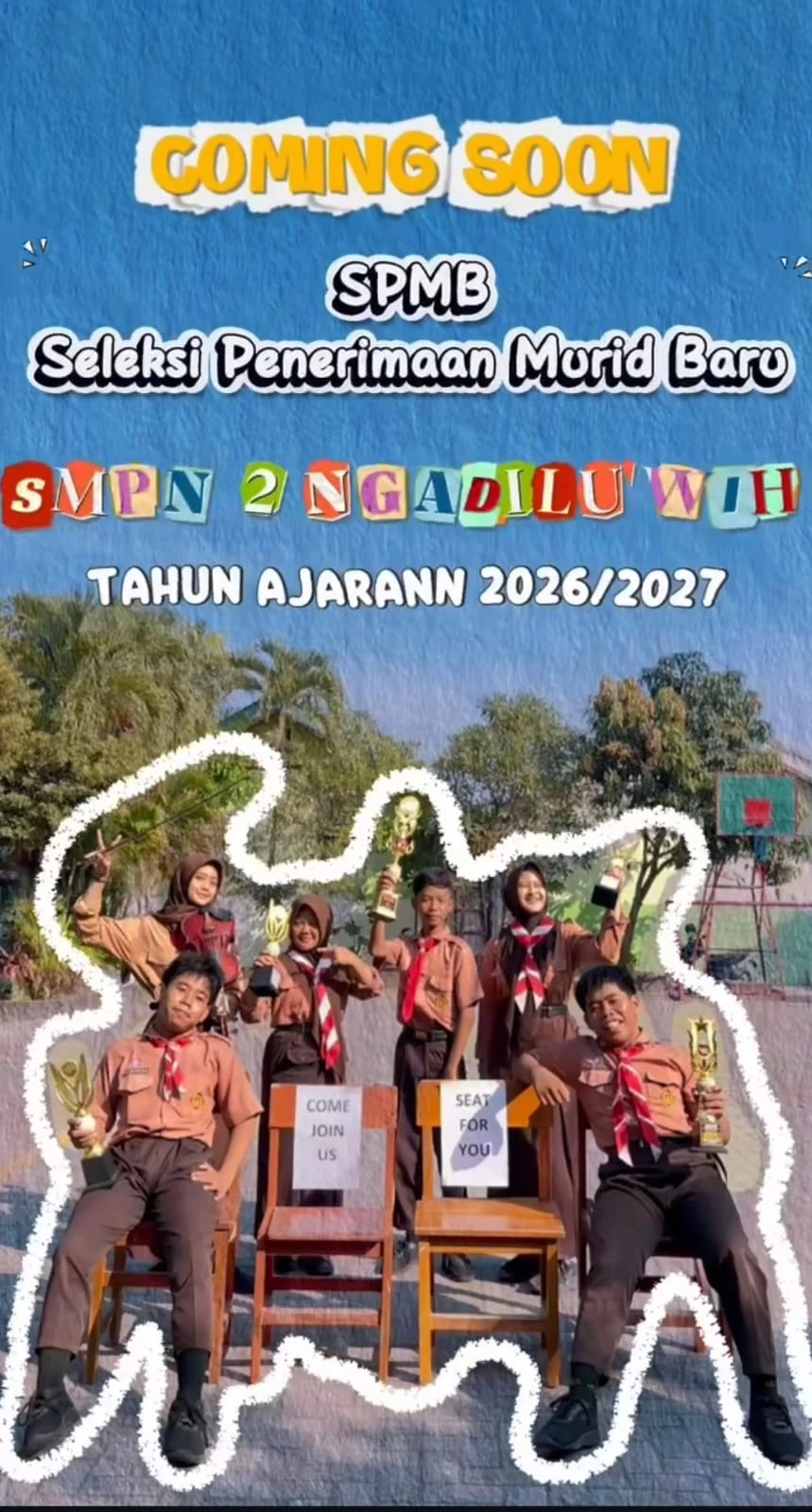 Para Peserta Didik yang Berprestasi di SMPN 2 Ngadiluwih mengajak calon peserta didik berprestasi bersama di SMPN 2 Ngadiluwih